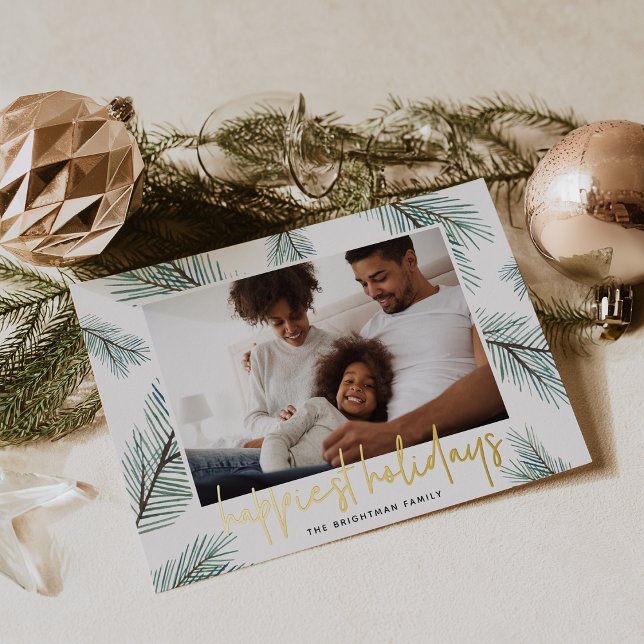 Pine Boughs | Glücklichstes Foto Folien Feiertagskarte (Von Creator hochgeladen)