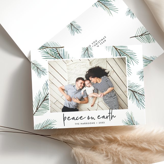 Pine Boughs | Holiday Foto geklappt Feiertagskarte (Von Creator hochgeladen)