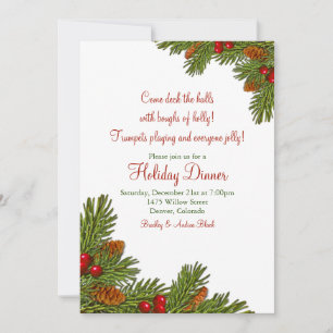 Pine Boughs Holly Christmas Holiday Party Einladung