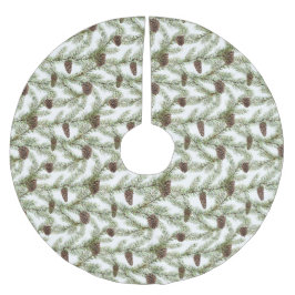 Pine Boughs & Pine Cones | Handgemalt Wasserfarbe Polyester Weihnachtsbaumdecke