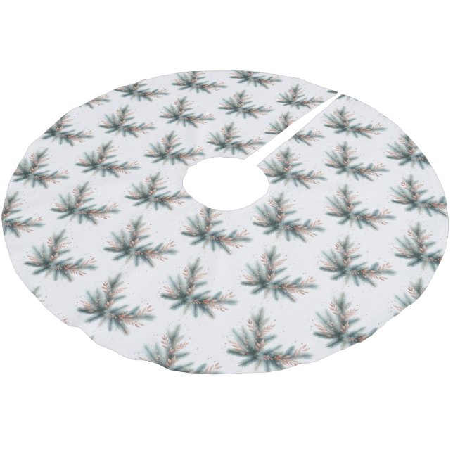 Pine Boughy Dusty Pink Stems Polyester Weihnachtsbaumdecke (Schrägansicht)