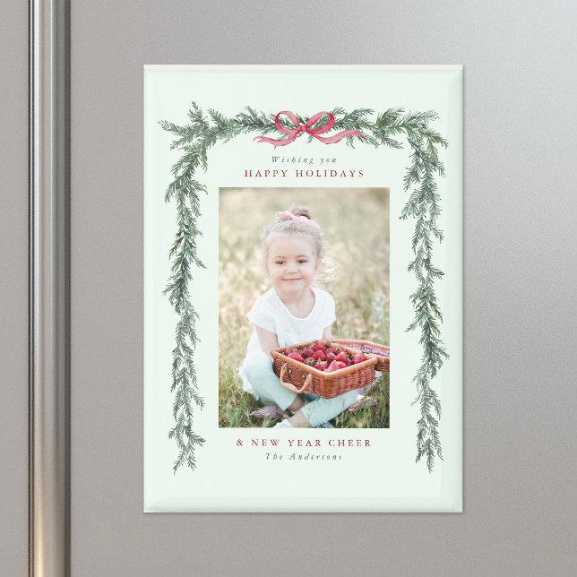 Pine Branch Frame Foto Minze Grün Weihnachten Magnet (Von Creator hochgeladen)