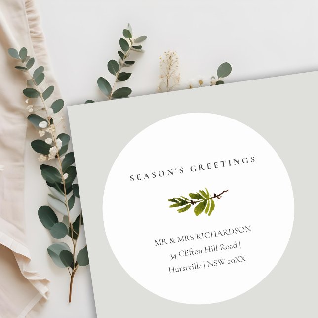 Pine Branch Weihnachtsfeier Weihnachtsfeierlichkei Runder Aufkleber (Von Creator hochgeladen)