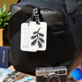 Pine Branch – Winter Ink Brush Illustration on  Gepäckanhänger