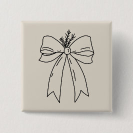 Pine Branch with Bow Minimalist Button