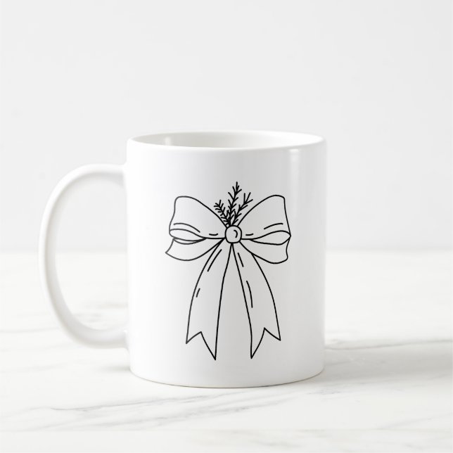 Pine Branch with Bow Minimalist Kaffeetasse (Links)