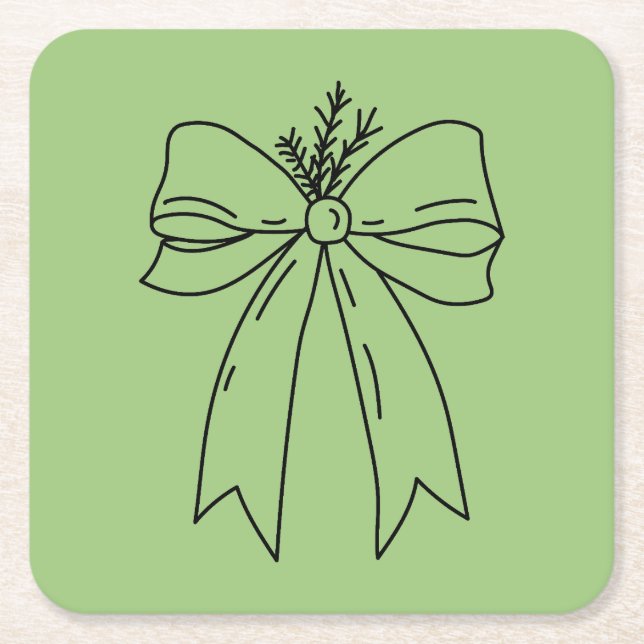 Pine Branch with Bow Minimalist Rechteckiger Pappuntersetzer (Vorderseite)