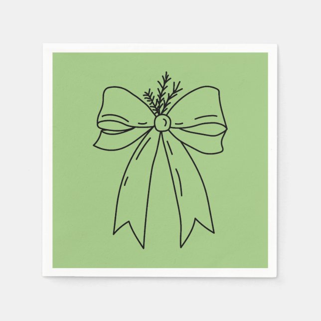 Pine Branch with Bow Minimalist Serviette (Vorderseite)