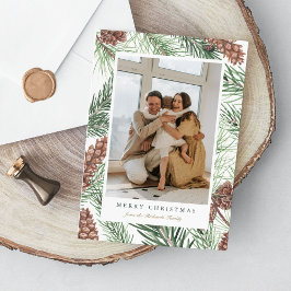 Pine Branches Grüne Foto Weihnachtswohnung Feiertagskarte