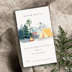 Pine Camping Mountain Diaper Raffle Baby Dusche Begleitkarte