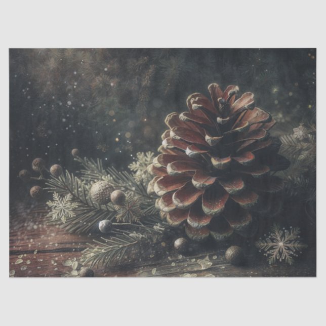 Pine Cone Festive Winter Art Seidenpapier (Vorderseite)
