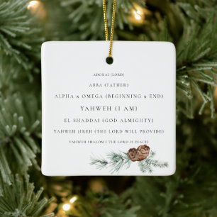 Pine Cone Foliage The Names of God Christian Keramikornament