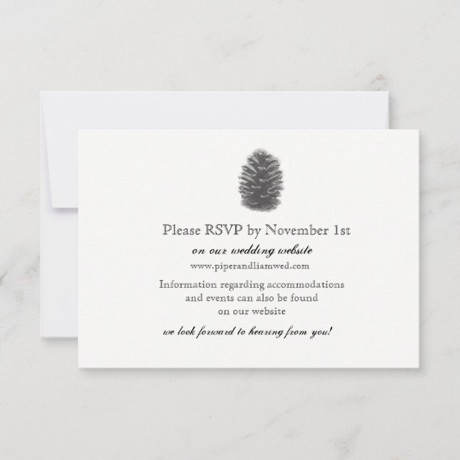 Pine Cone Hochzeitkarte RSVP Karte (Vorderseite)