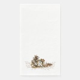 Pine Cone Monogram Guest Napkins Serviette