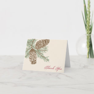 Pine Cone Nature on Cream Wedding Danke Karte