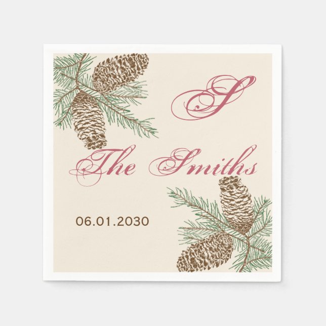 Pine Cone Nature on Cream Wedding Napkin Serviette (Vorderseite)