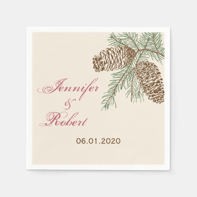 Pine Cone Nature on Cream Wedding Napkin Serviette (Vorderseite)