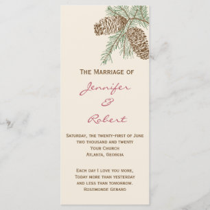 Pine Cone Nature on Cream Wedding Program Programm