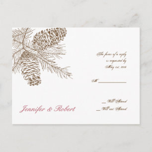 Pine Cone Nature Wedding RSVP Postcard Einladungspostkarte