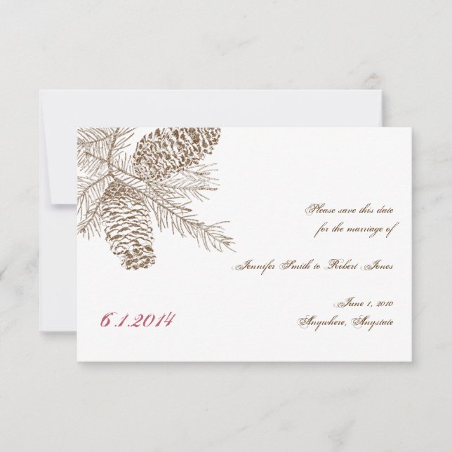 Pine Cone Nature Wedding Save the Date (Vorderseite)