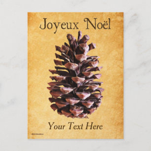 Pine Cone on Vintag Paper - Joyeux Noël Postkarte