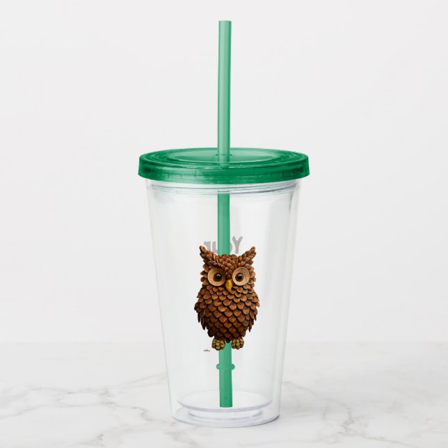 Pine Cone Owl Acryltrinkbecher (Vorderseite)
