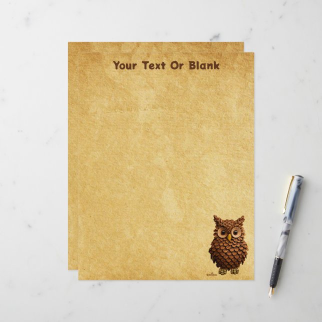Pine Cone Owl Briefbogen (Vorderseite/Rückseite Beispiel)