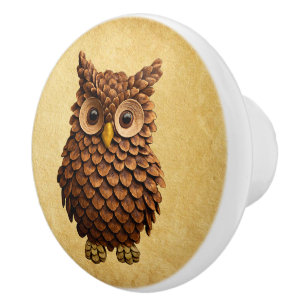 Pine Cone Owl Keramikknauf