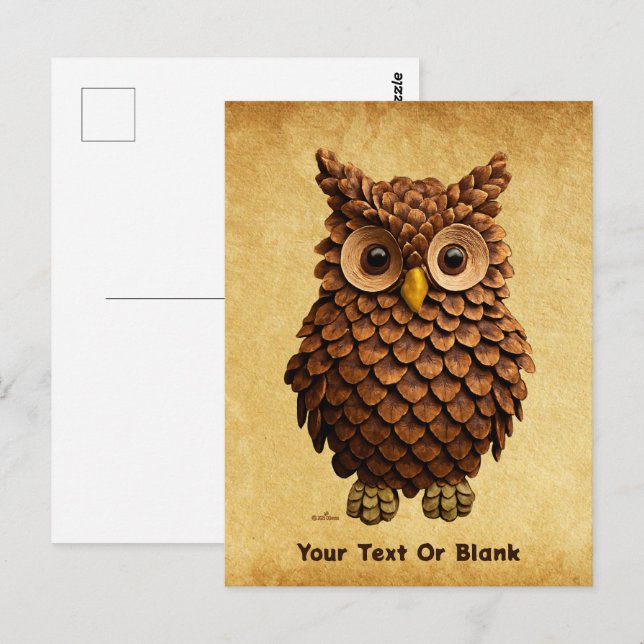 Pine Cone Owl Postkarte (Vorne/Hinten)
