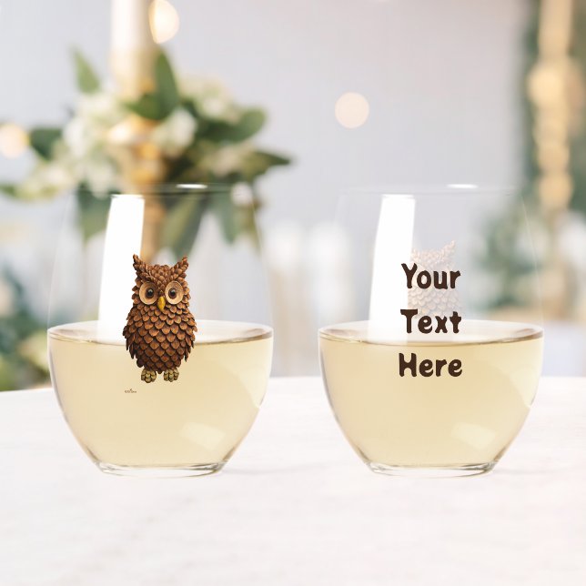 Pine Cone Owl Weinglas Ohne Stiel (Insitu (Hochzeit))