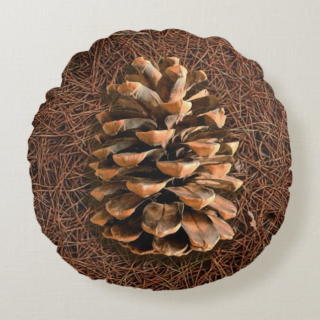 Pine Cone Rundes Kissen (Vorderseite)