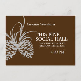 Pine Cone Silhouette Braun und Silber Hochzeit Einladung