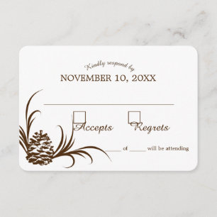 Pine Cone Silhouette Wedding Response Card RSVP Karte