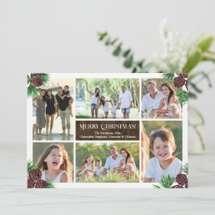 Pine Cone Six Foto Collage Custom Einladung