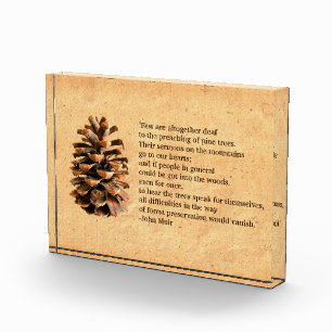 Pine Cone und John Muir Zitat Fotoblock