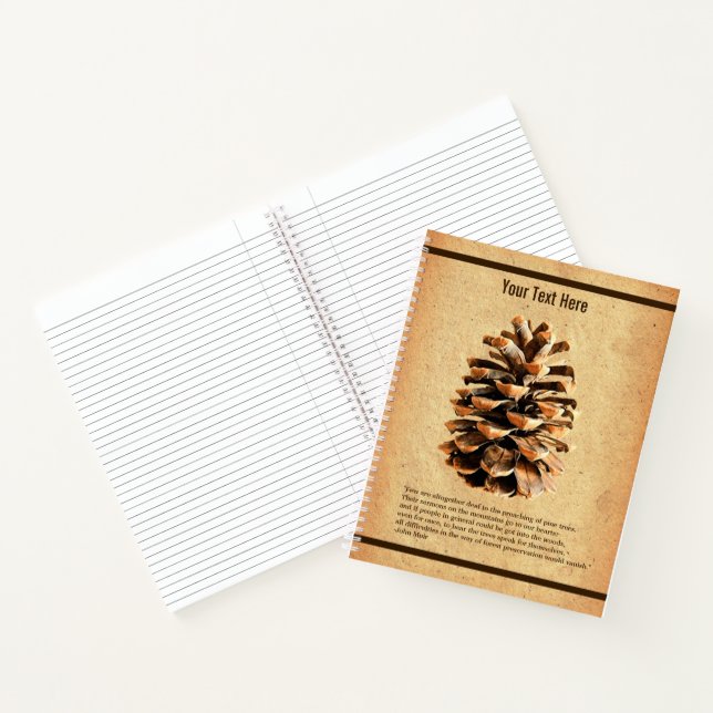 Pine Cone und John Muir Zitat Notizbuch (Innenseite)