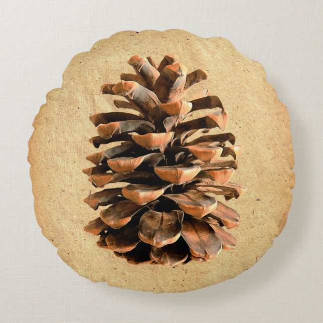 Pine Cone und John Muir Zitat Rundes Kissen (Vorderseite)