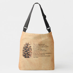 Pine Cone und John Muir Zitat Tragetaschen Mit Langen Trägern