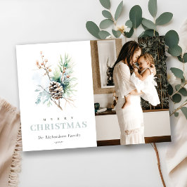 Pine Cone Watercolor Winter Bergen Weihnachtsfest  Feiertagskarte