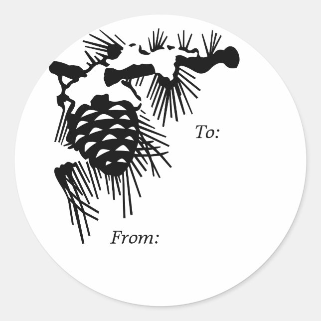 Pine Cone Weihnachtsgeschenk-Tag Runder Aufkleber (Vorderseite)