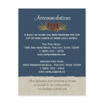 Pine Cones and Burlap Info Card Navy Blue