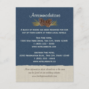 Pine Cones and Burlap Info Card Navy Blue Begleitkarte