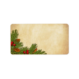 Pine Cones and Holly Berries Blank Address Label Adressaufkleber