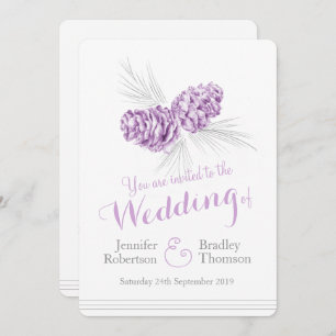 Pine cones art lila gray Hochzeit Einladungen