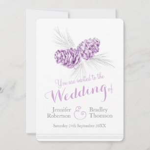 Pine cones art lila gray Hochzeit Einladungen