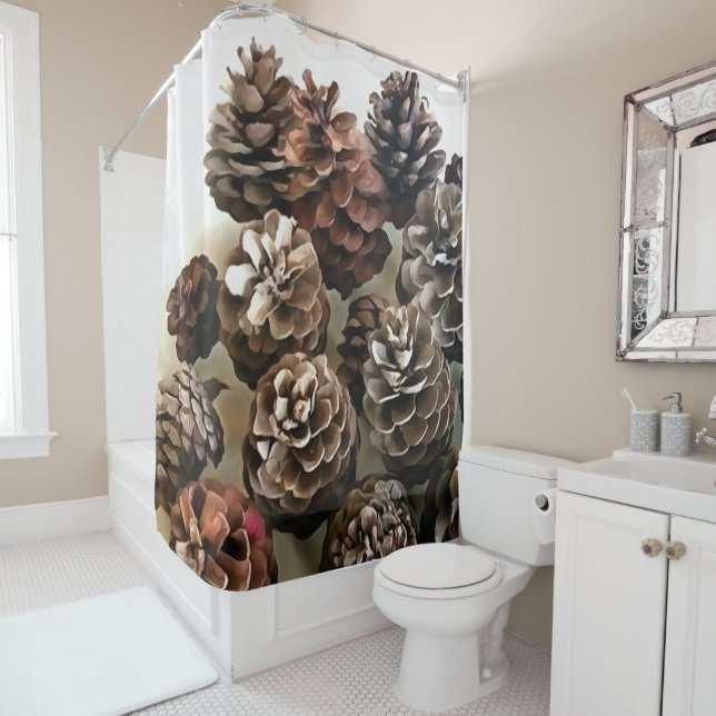 Pine Cones Bio Weihnachtsschmuckstücke Kunst, Dich Duschvorhang (Beispiel)