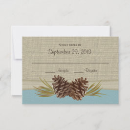 Pine cones Blue Response Card RSVP Karte
