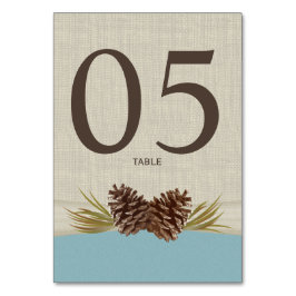 Pine Cones Blue Tischnummer Card