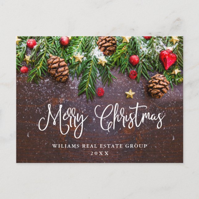 Pine Cones Branch Weihnachtsgrüße Postkarte (Vorderseite)