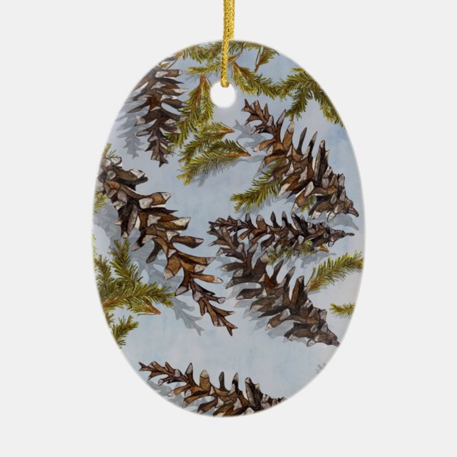Pine Cones Evergreen Branches Holiday Ornament (Vorne)